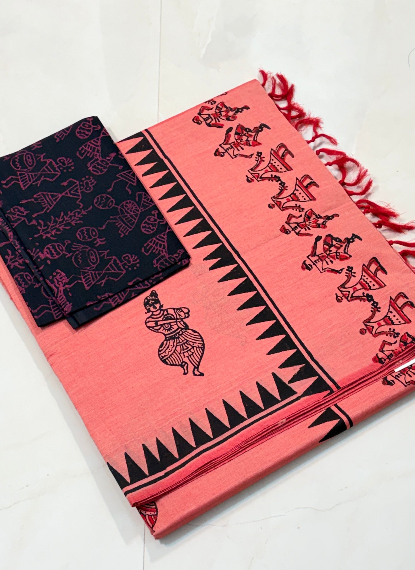 Cotton Silk Saree with Timeless Block Prints
