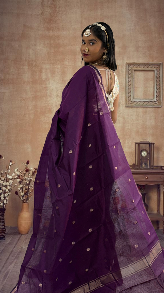 Maheshwari Ruiphule Saree – Graceful Weaves in Cotton Silk