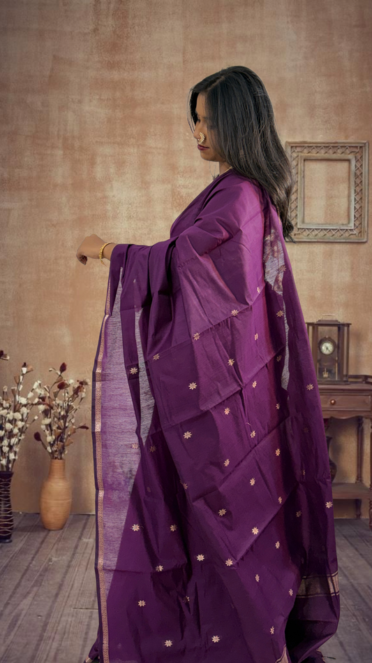 Maheshwari Ruiphule Saree – Graceful Weaves in Cotton Silk