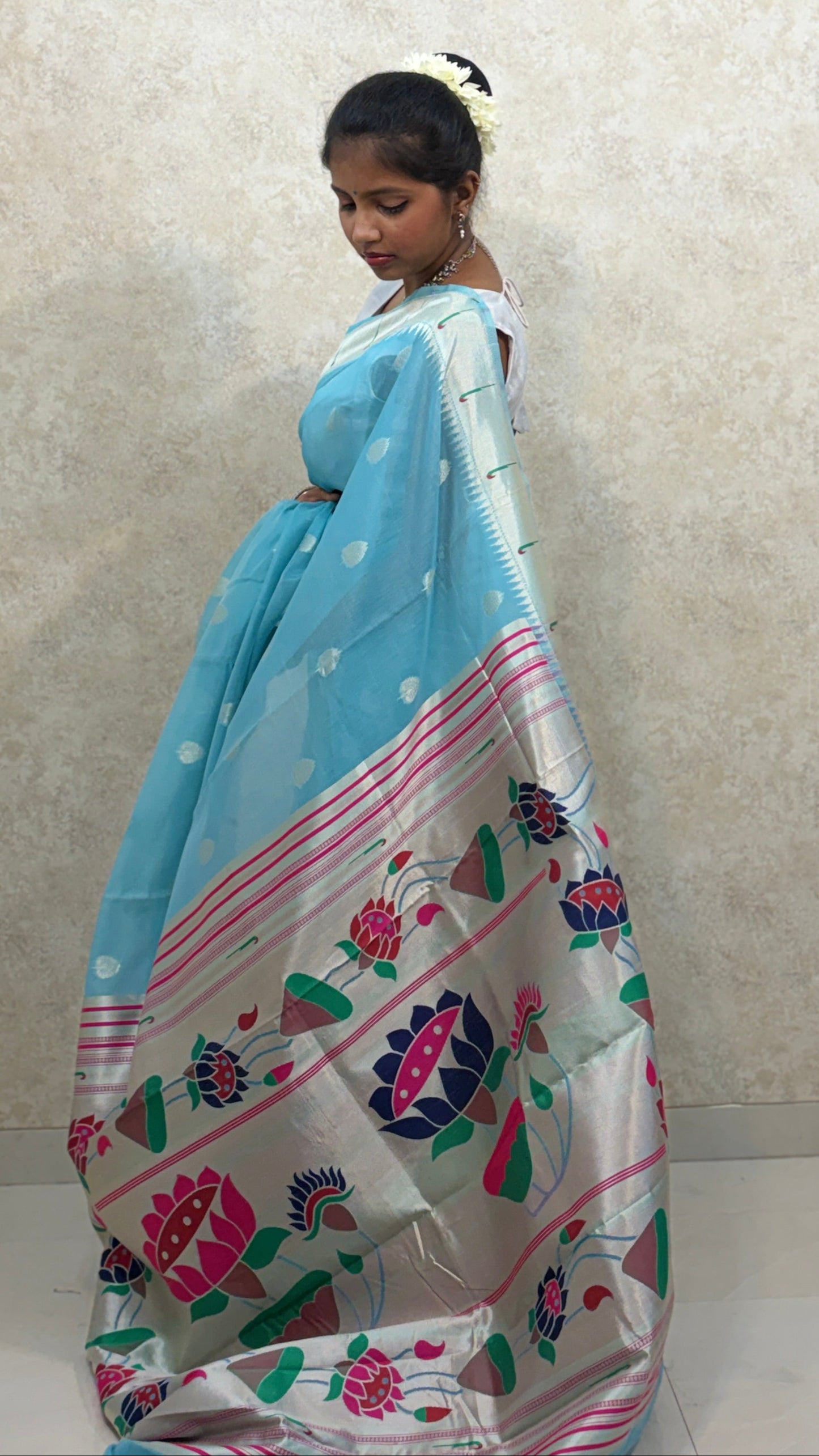 Cotton Paithani with Lotus work on pallu