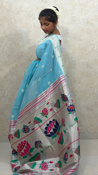 Cotton Paithani with Lotus work on pallu