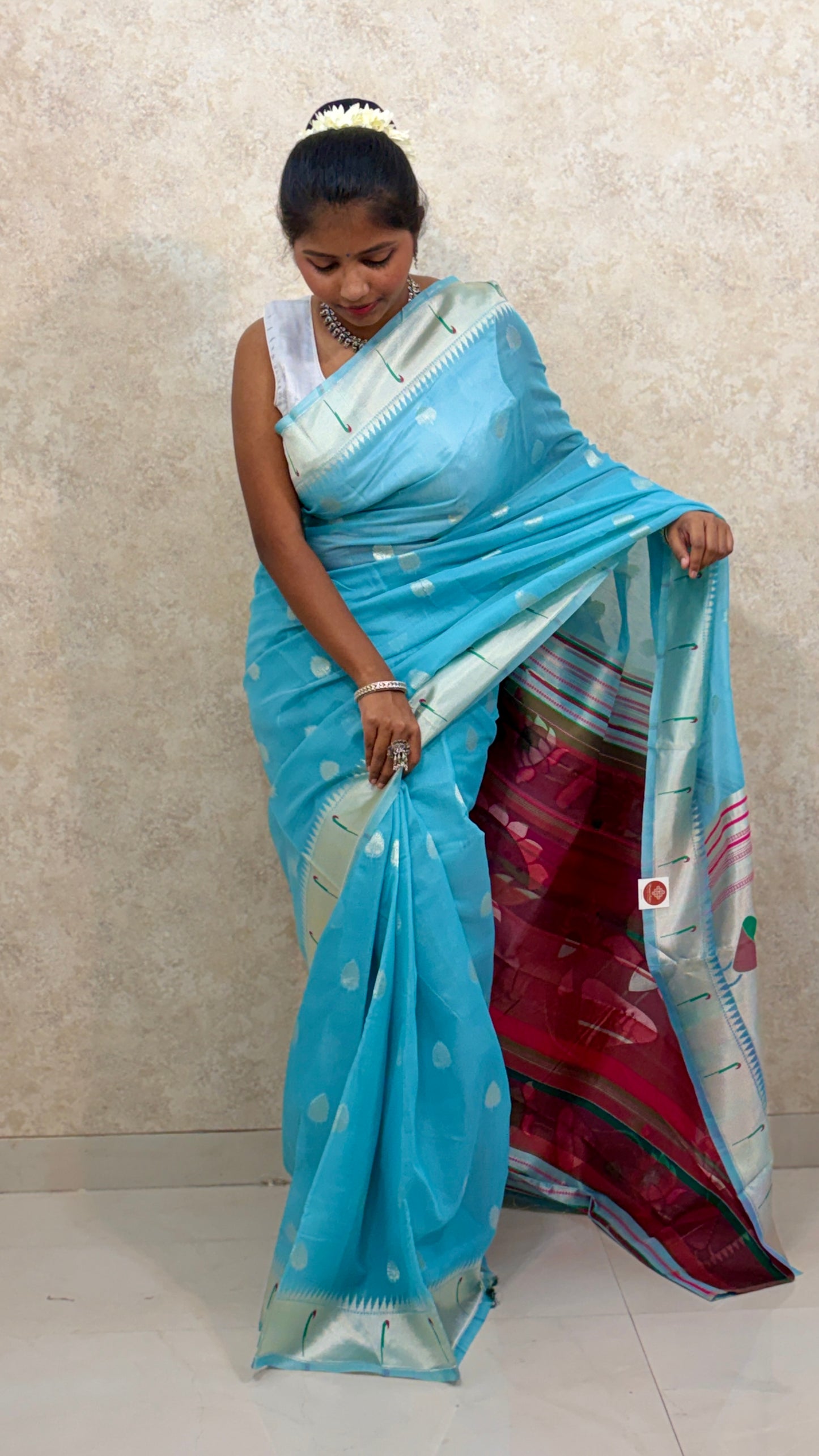 Cotton Paithani with Lotus work on pallu