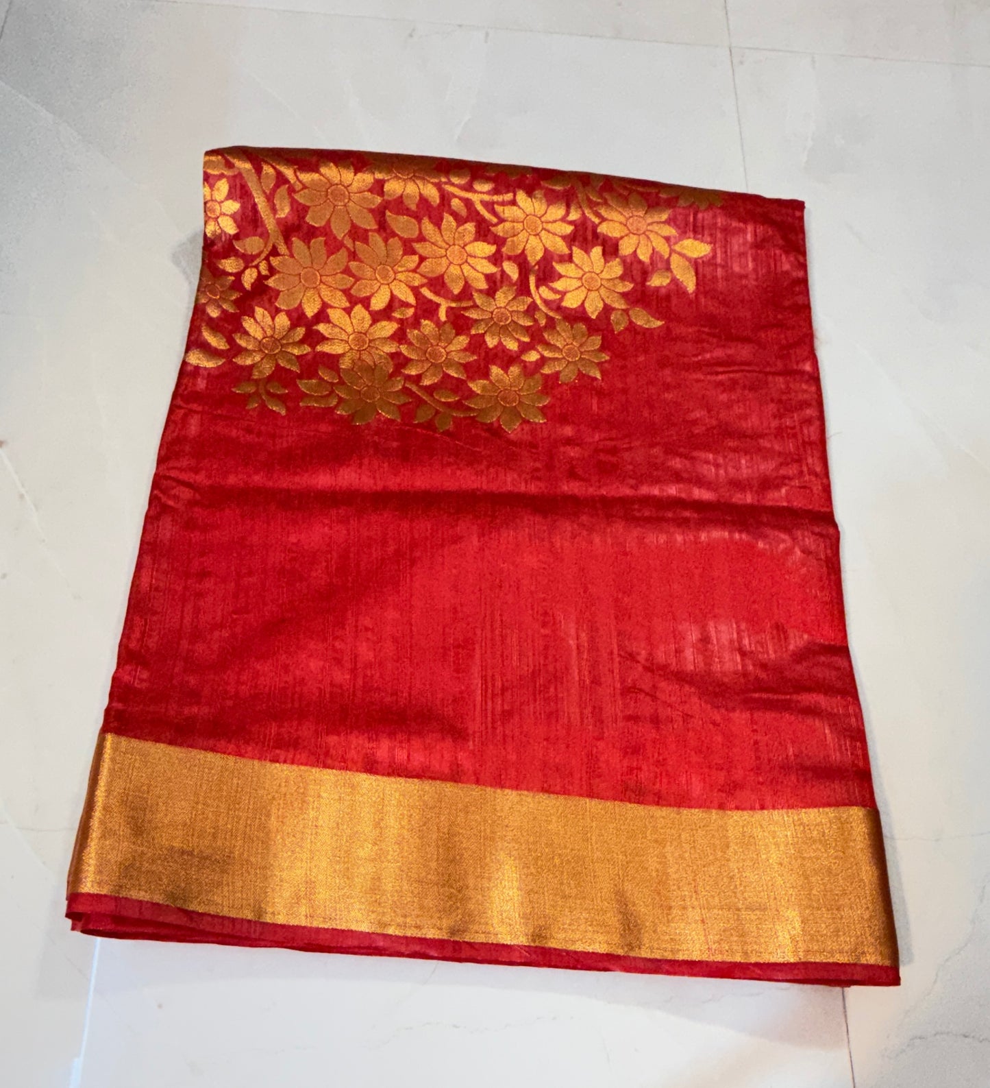 Tussar Silk saree with tree design woven in golden zari