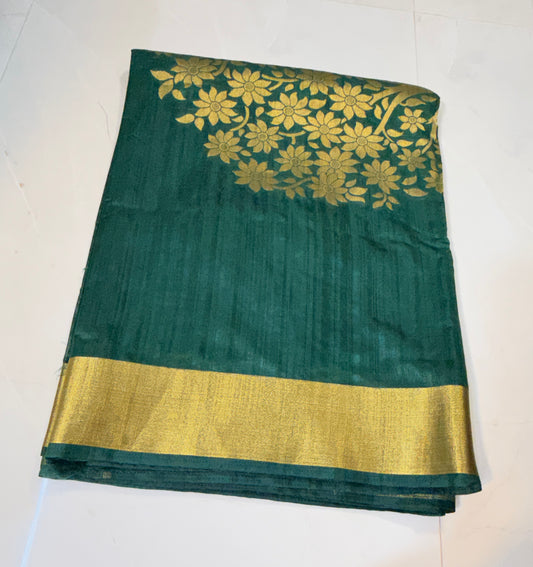 Tussar Silk saree with tree design woven in golden zari
