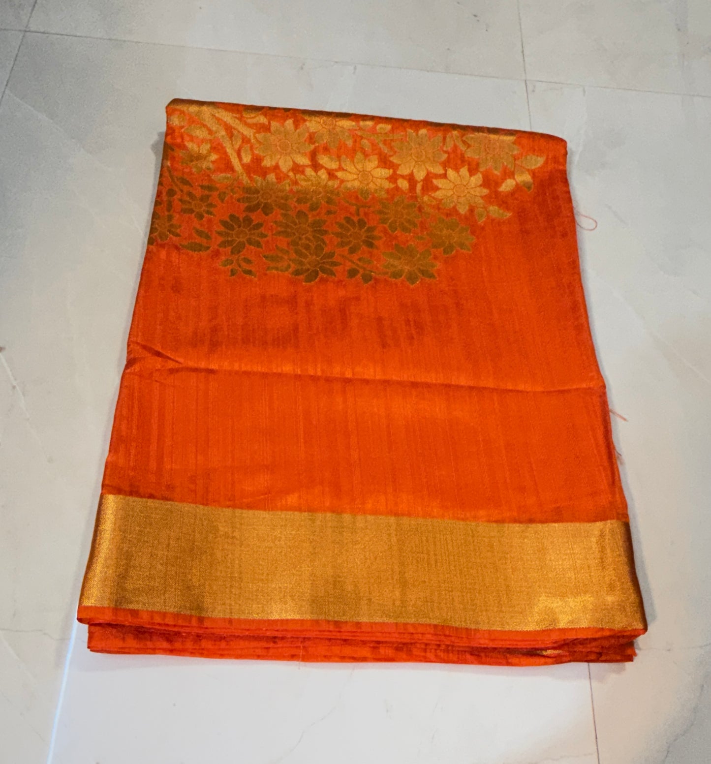 Tussar Silk saree with tree design woven in golden zari