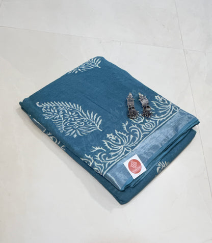 Earthy Elegance: Bagru in Linen Cotton sarees with zari borders