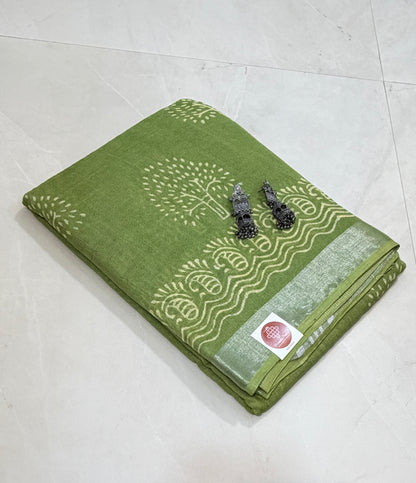 Earthy Elegance: Bagru in Linen Cotton sarees with zari borders