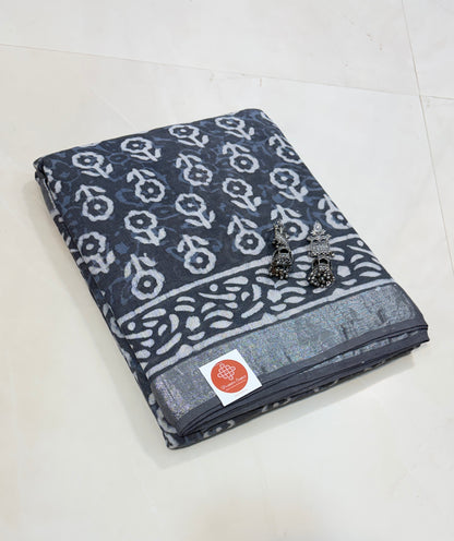 Earthy Elegance: Bagru in Linen Cotton sarees with zari borders