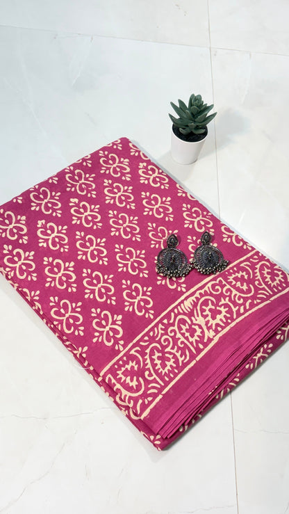 Earthy Elegance: Bagru in Mul Cotton sarees