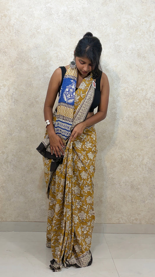 Earthy Elegance: Bagru in Mul Cotton sarees
