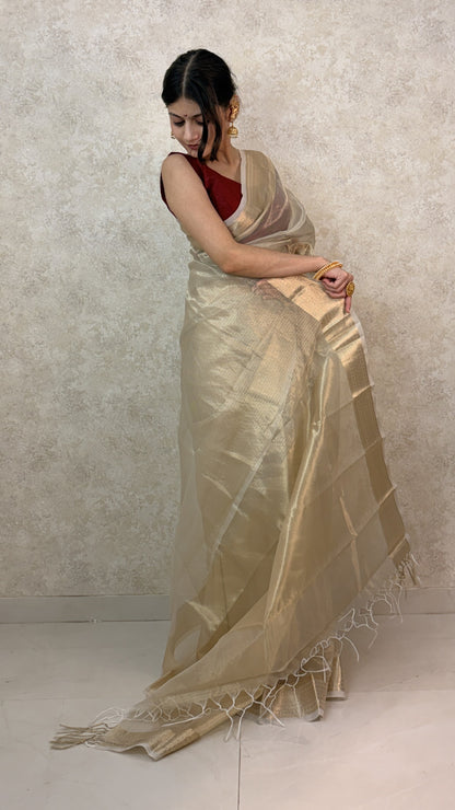 Golden Grace of Tissue with Banaras Weave