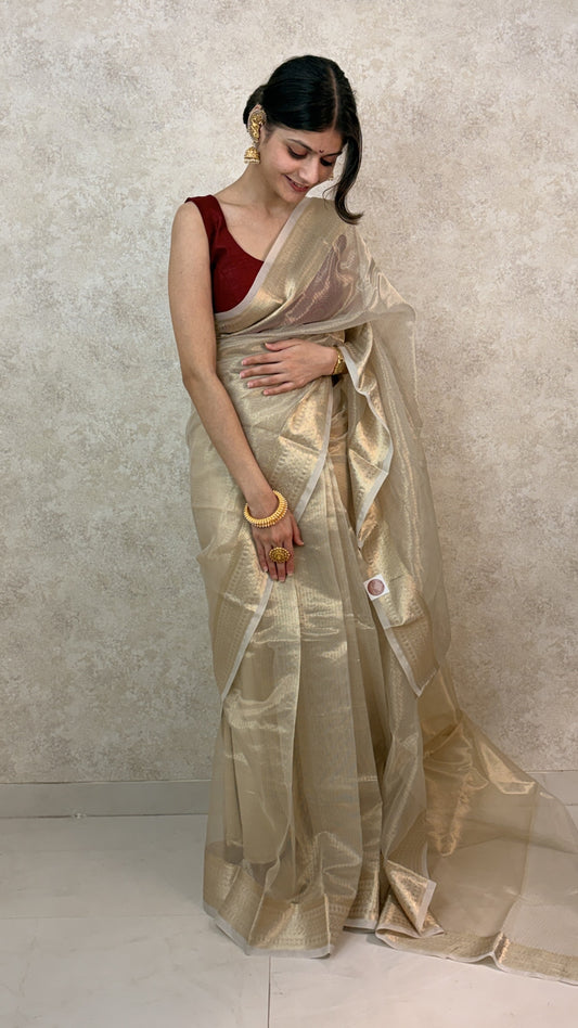 Golden Grace of Tissue with Banaras Weave