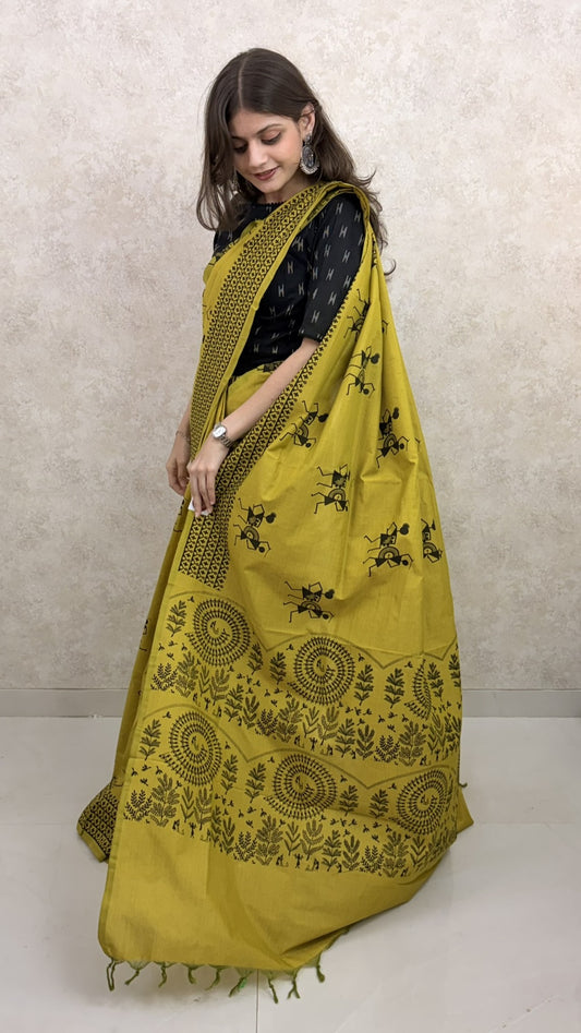 Cotton Silk with Block Print