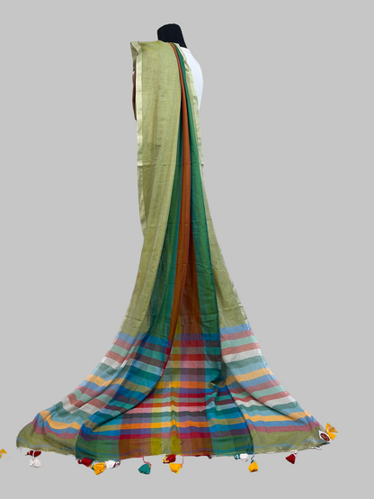 Mul Cotton Sarees In Satrangi  Stripes
