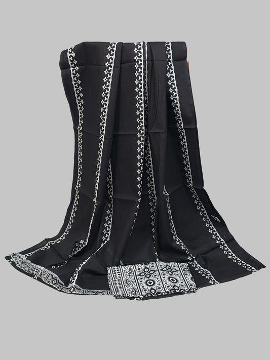 Lawyers' sarees collection- “Classic Contrast – Black & White Mul Cotton Elegance”